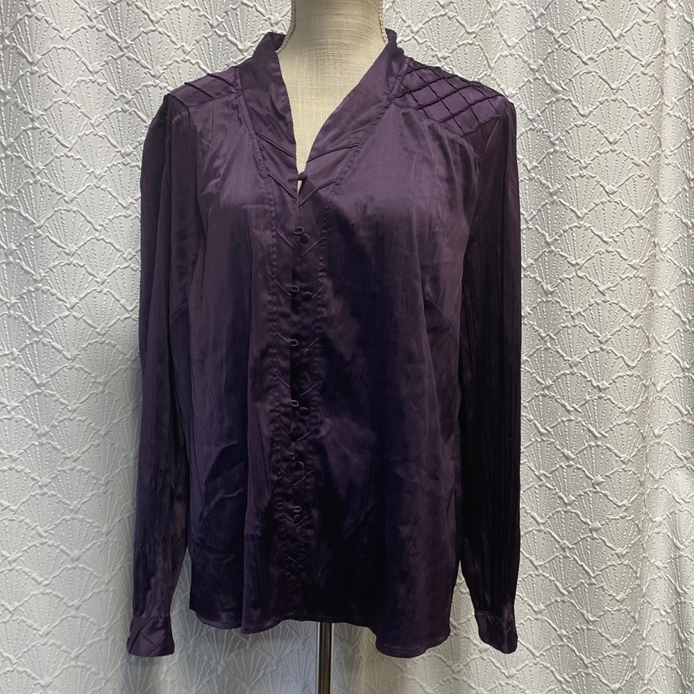 Nygard Collection‎ size 16 Elegant Women's Deep Purple Blouse flowy dressy comfy